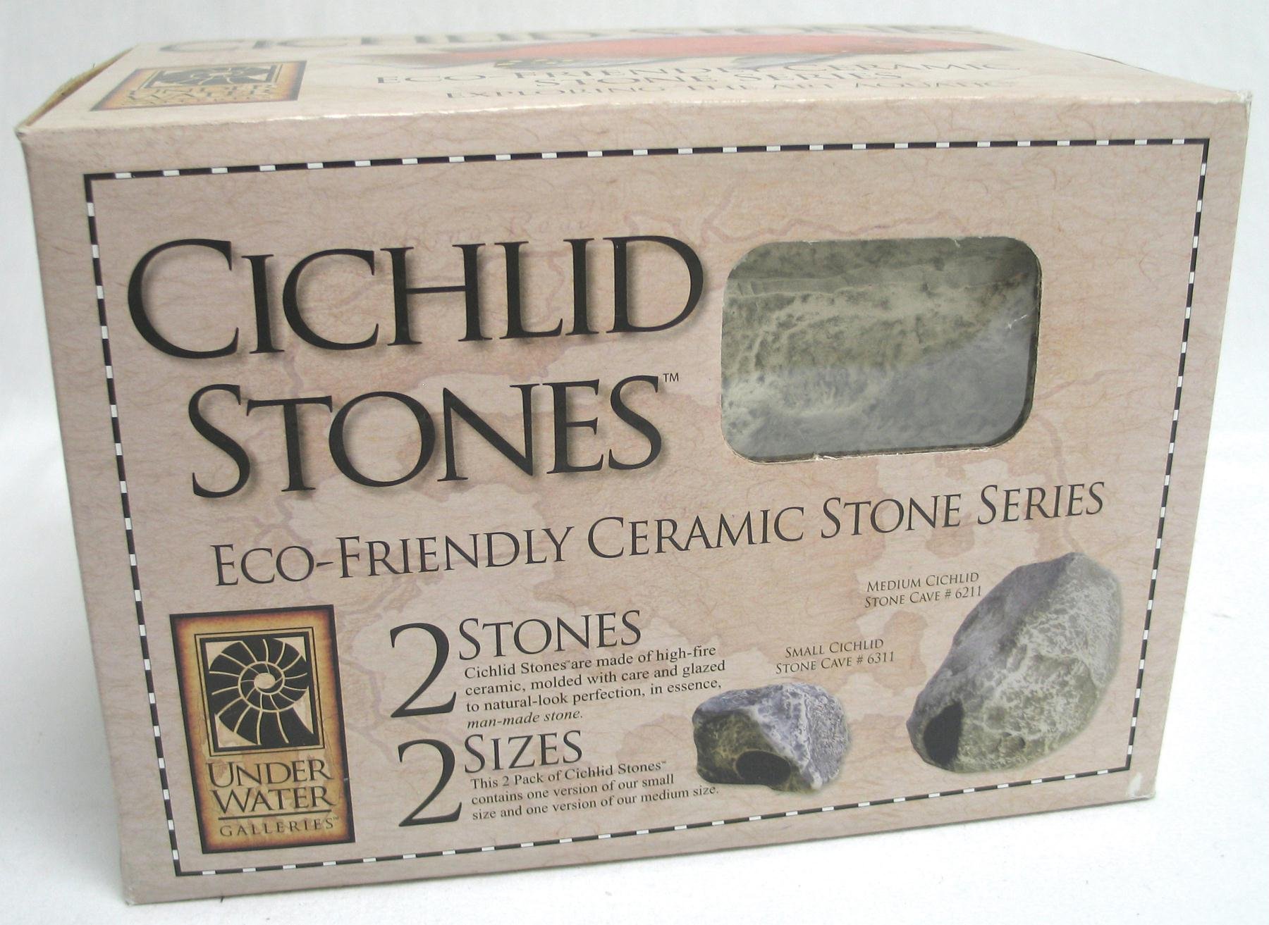Underwater Galleries Aquarium Rock Caves- Cichlid Stone 3 Assorted Hollow Ceramic Caves
