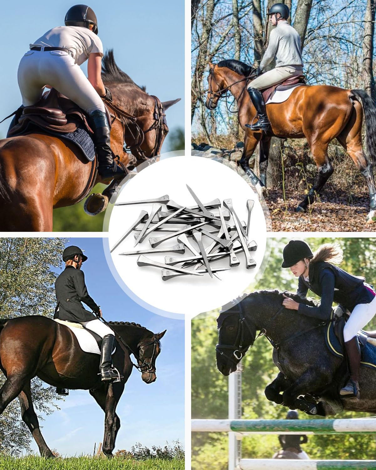 50 Piezas Clavo de Herradura, 51 mm Clavos de Acero de Caballo, Acero Carbono, no Fácil Oxidar, Caballo Clavo de Pezuña para Arreglar Herraduras, Plateado