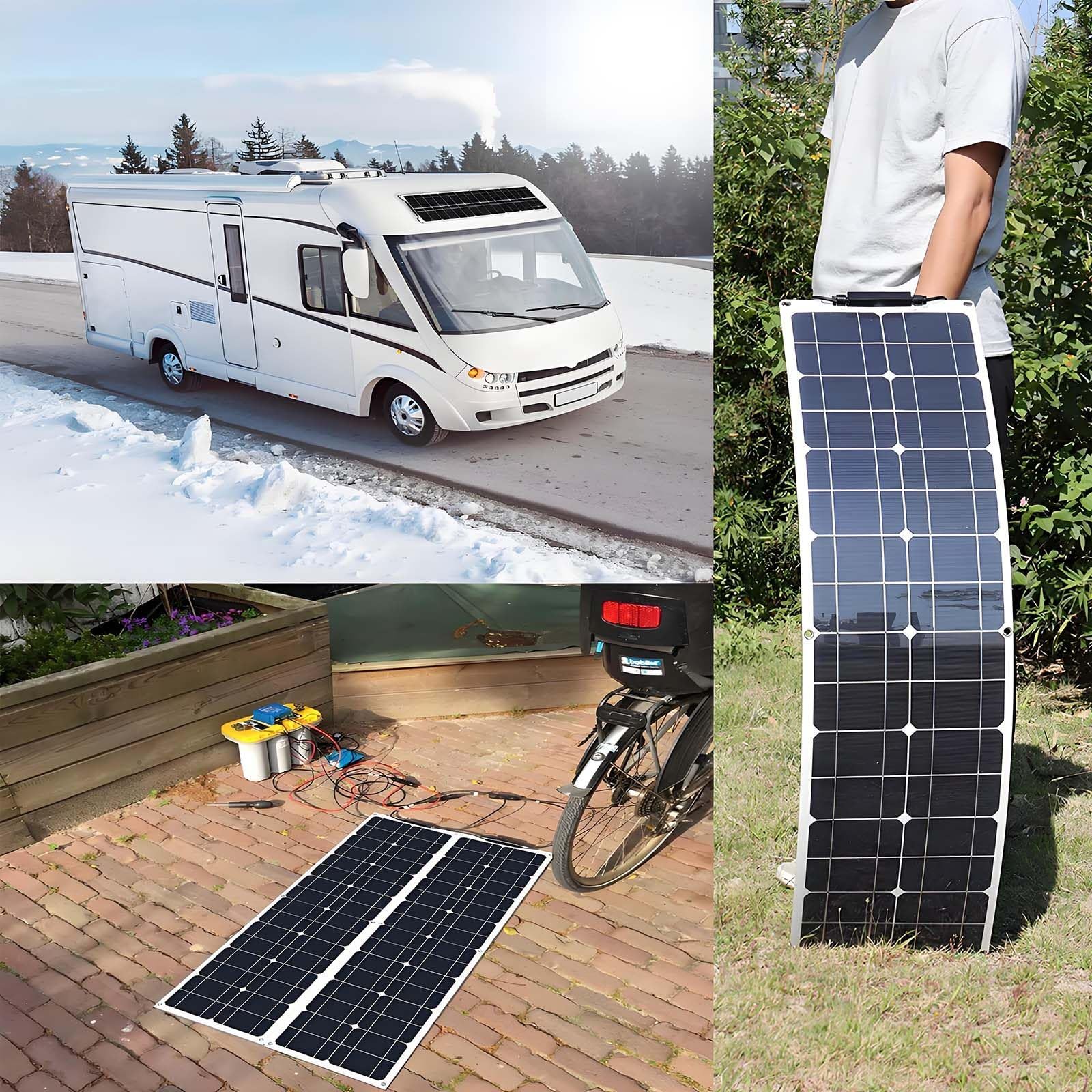1 * 200W/2 * 200W ultracienki panel słoneczny, elastyczny monokrystaliczny zestaw paneli słonecznych z kontrolerem 40A, panele Etfe 12V-24V dla rodziny, kampera, przyczepy kempingowej, łodzi 200W