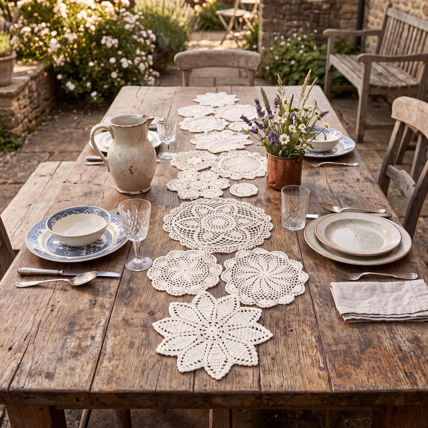 Frienda 9 Pcs Crochet Cotton Lace Doilies