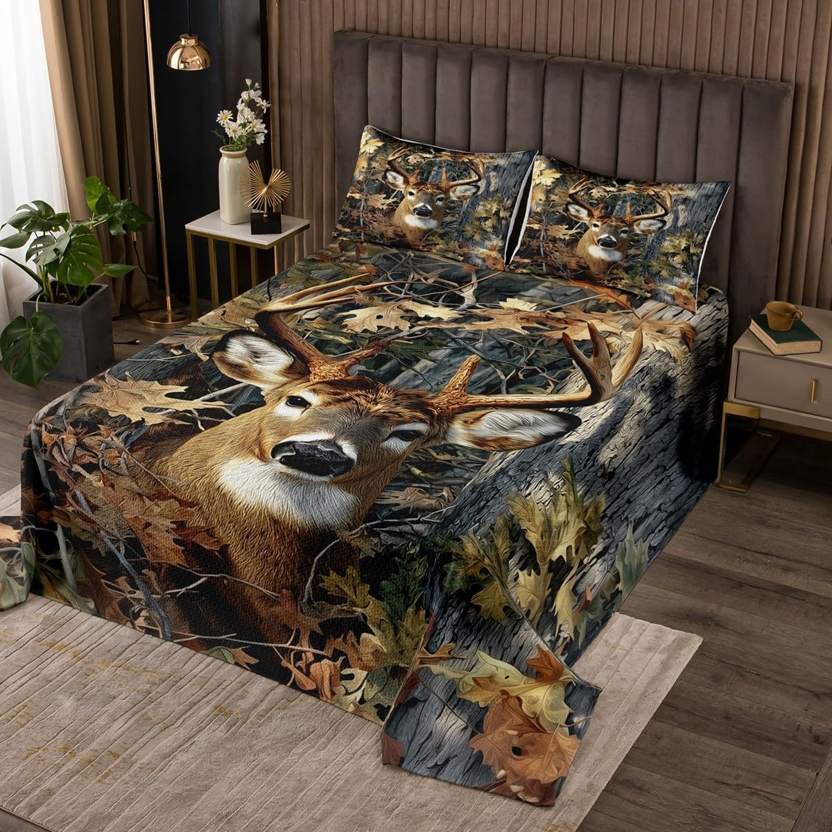 Erosebridal Kids Pike Fish Bedspread Sets Queen Size Fishing and Hunting Coverlet Set Fishing Rustic Bed Set Cabin Farmhouse Pike Fish Bedding Set for Men Adults Boys