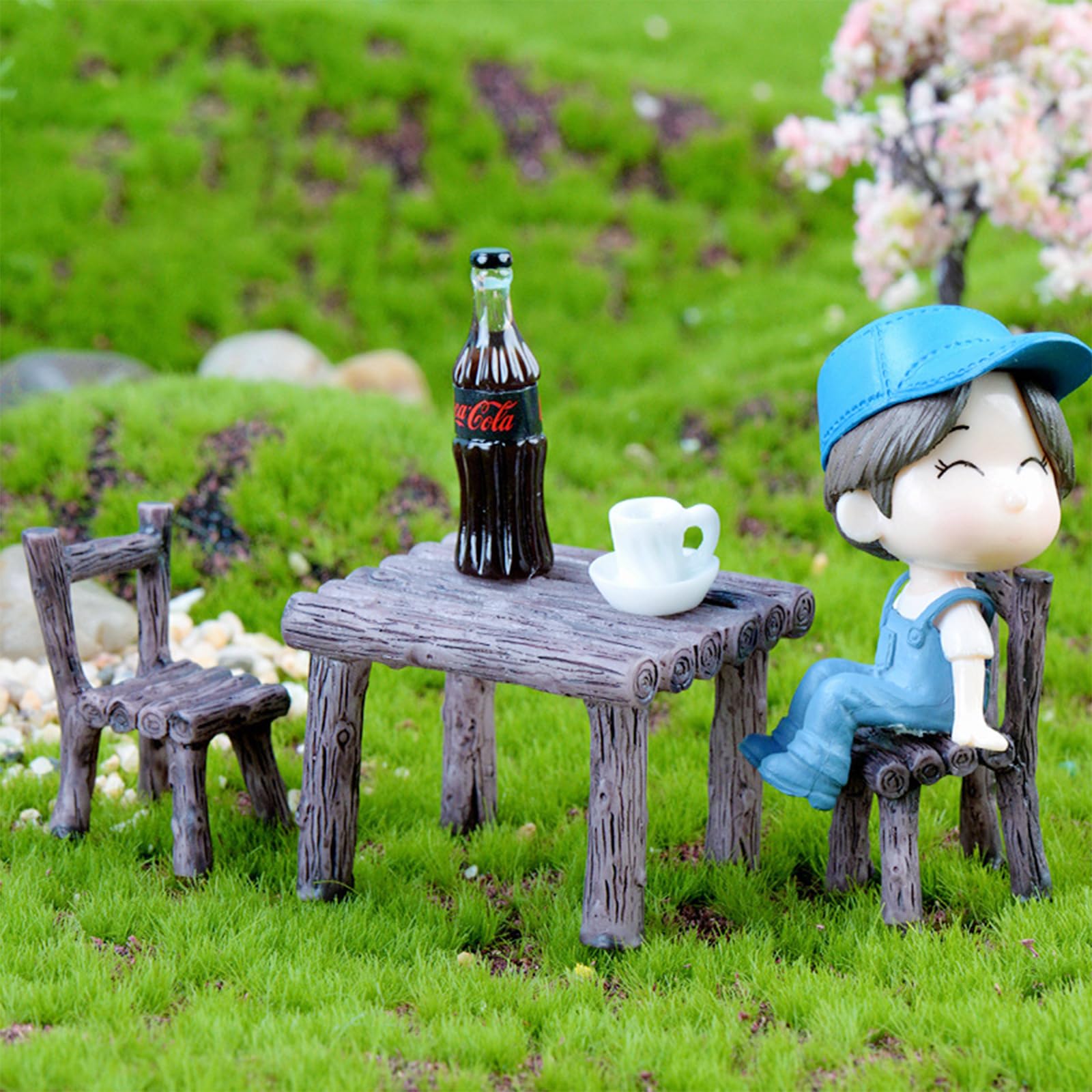 Cayway 17 Pz Giardino in Miniatura Decorazioni, Set di Tavoli e Sedie da Giardino in Miniatura, Accessori per Giardino Fatato, Accessori Giardino Miniatura Set per Giardino Delle Fate in Miniatura