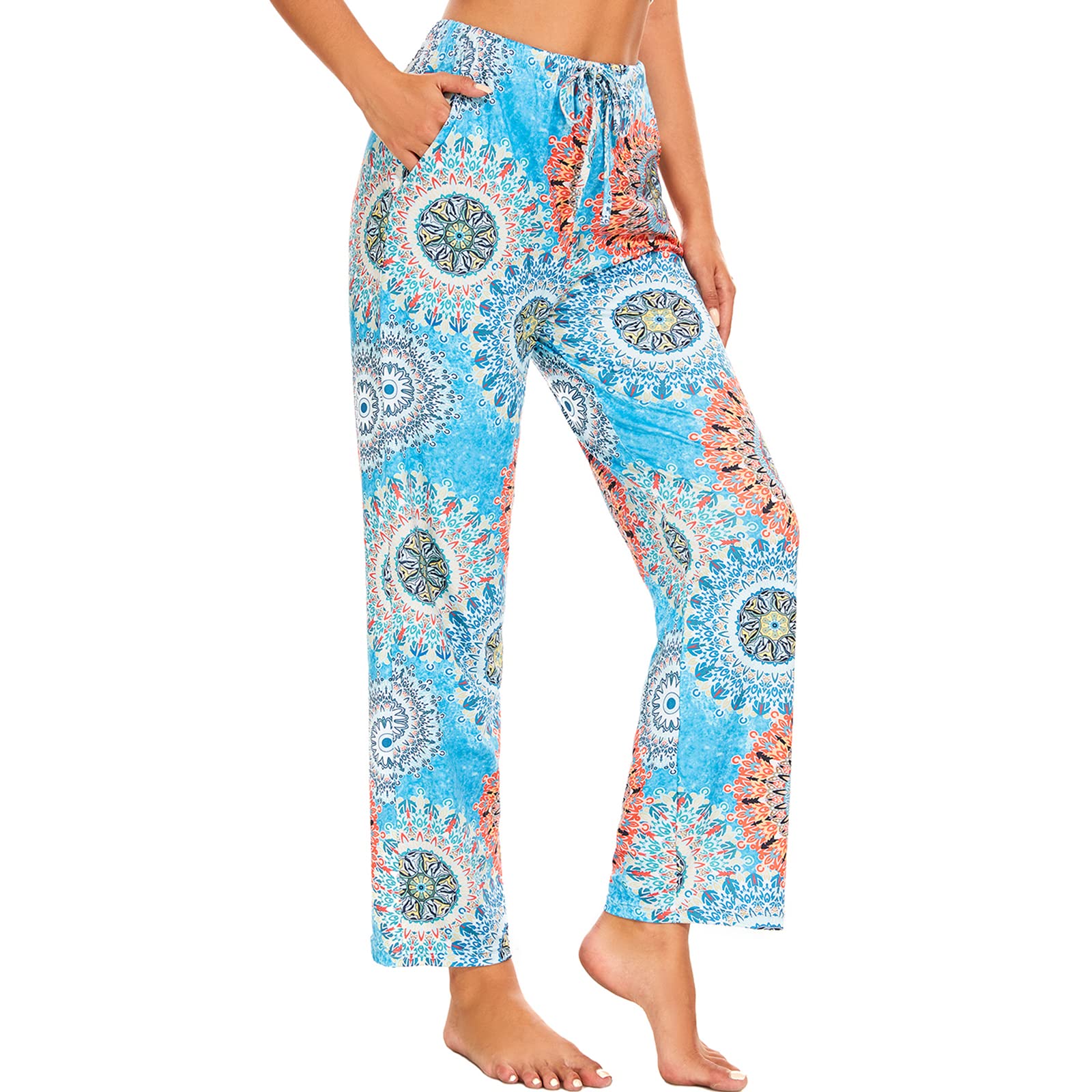 AMYTIS LINGERIE Damen Pyjamahose mit Taschen Loungehose Schlafanzughose Freizeithose Bequeme Weiche Schlafhose