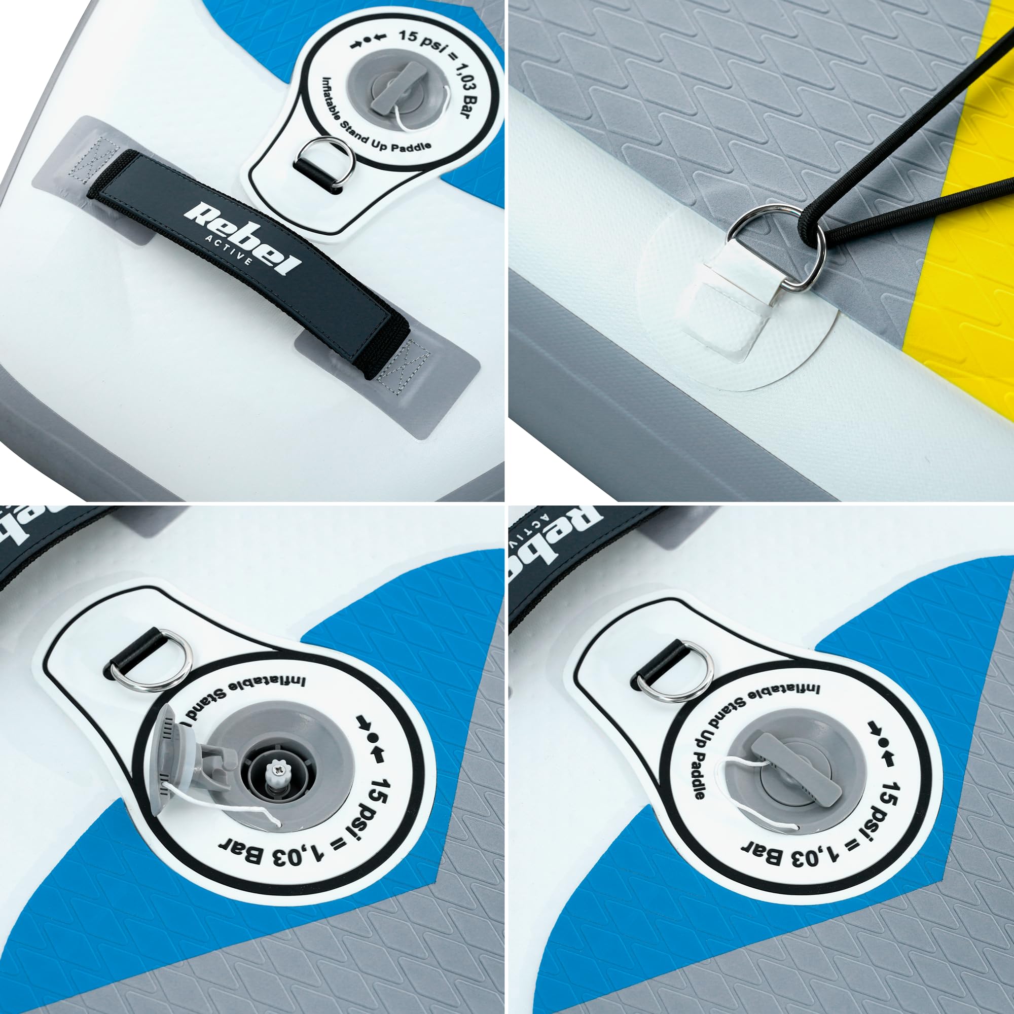 Rebel Electro Deska SUP Pompowana do Pływania Drop-Stitch 350 cm Zestaw Wiosło Pompka Plecak RBA-4500-WH