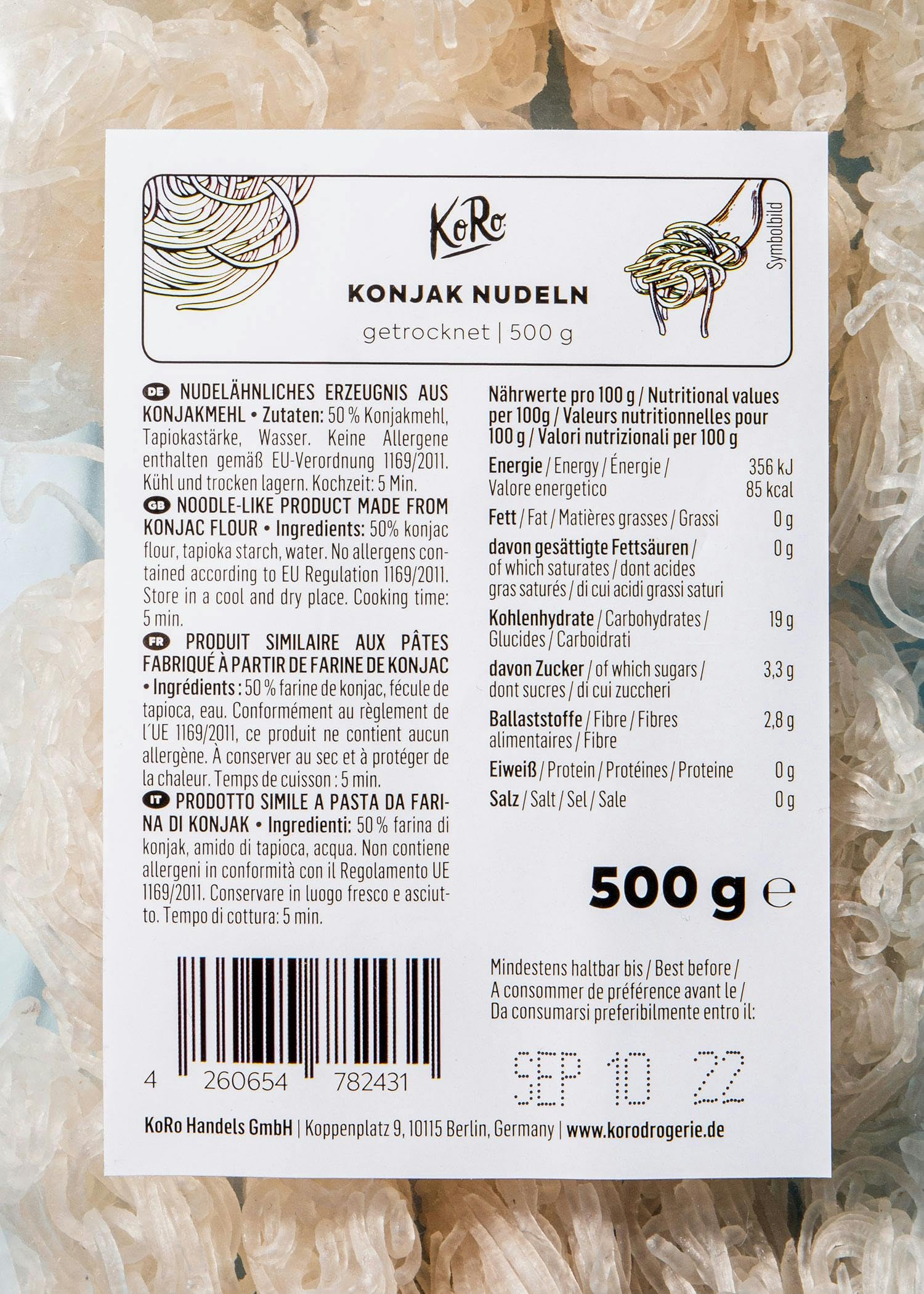 KoRo - Shirataki di Konjac secchi | 500 g