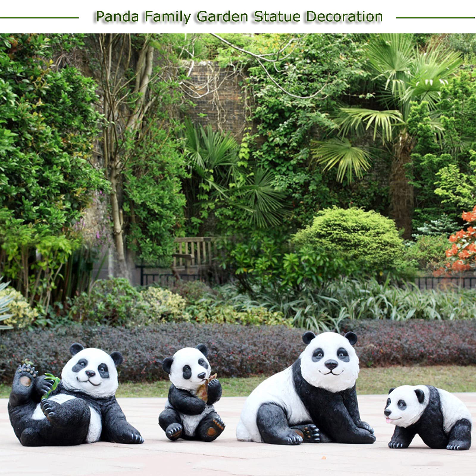 KARLOR Set Di 4 Statuette Panda In Miniatura - Simpatiche Sculture In Resina Per Decorazione Casa, Giardino E Terrario - 5