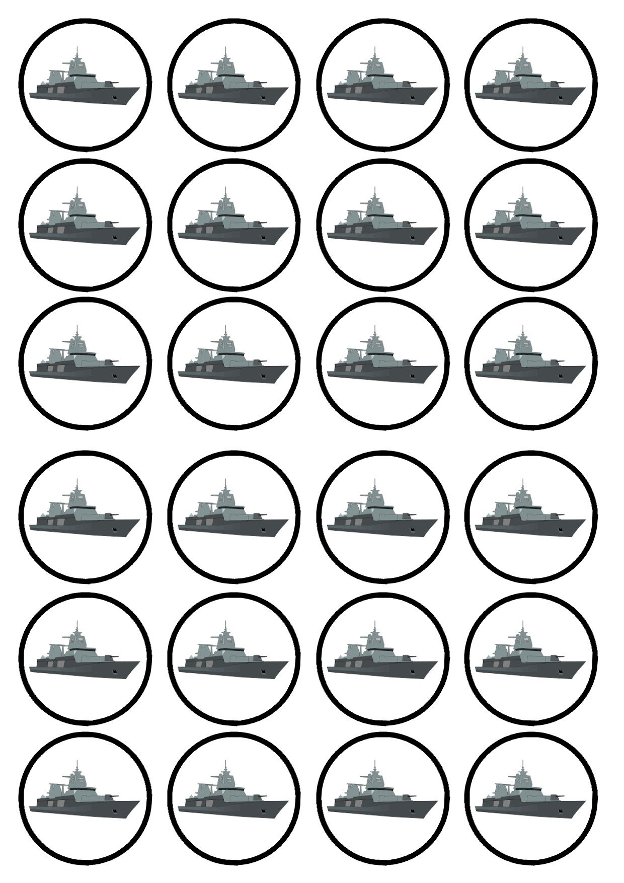 Cian's Cupcake Toppers Ltd Blue 24 Warship Boat Sailor Navy Fisherman Ediblewafer Paper Cupcake Toppers/Decorations