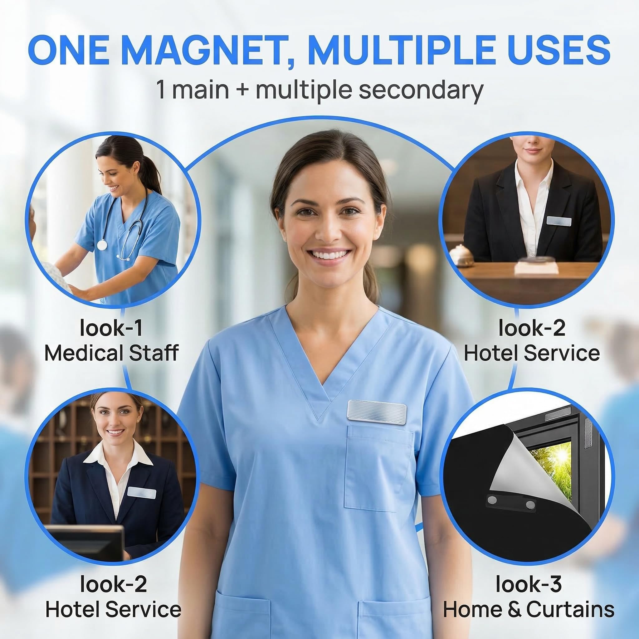 Badge Magnetico Autoadesive 12 Pezzi con 3 Potenti Magneti al Neodimio per Bavero Giacca