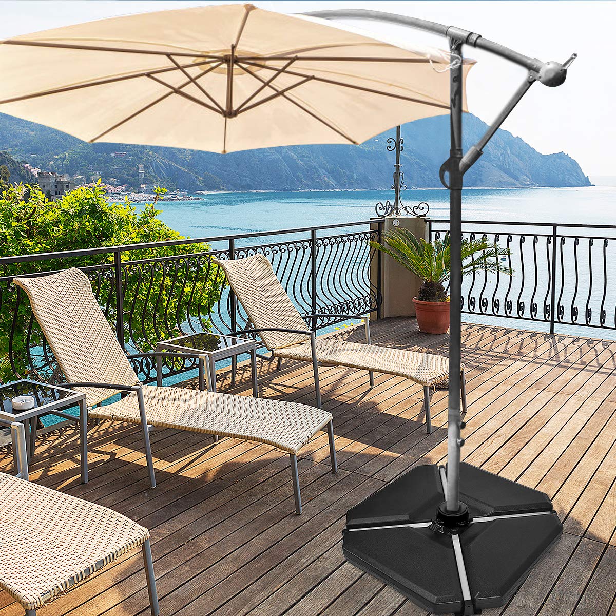 RELEDESA Sac Poids Pour Pied De Parasol - 45 Kg D'eau - Polyester 1000D - Diamètre 8 Cm - Noir