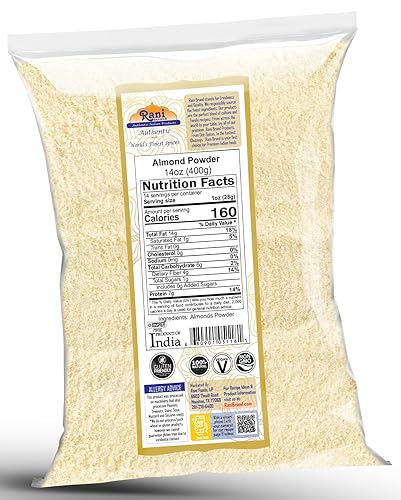 Miniatura 4 de Almendras en polvo Rani 14oz (400g)  Todo natural  Apto para gluten  Sin OMG  Kosher  Vegano  Producto de Estados Unidos