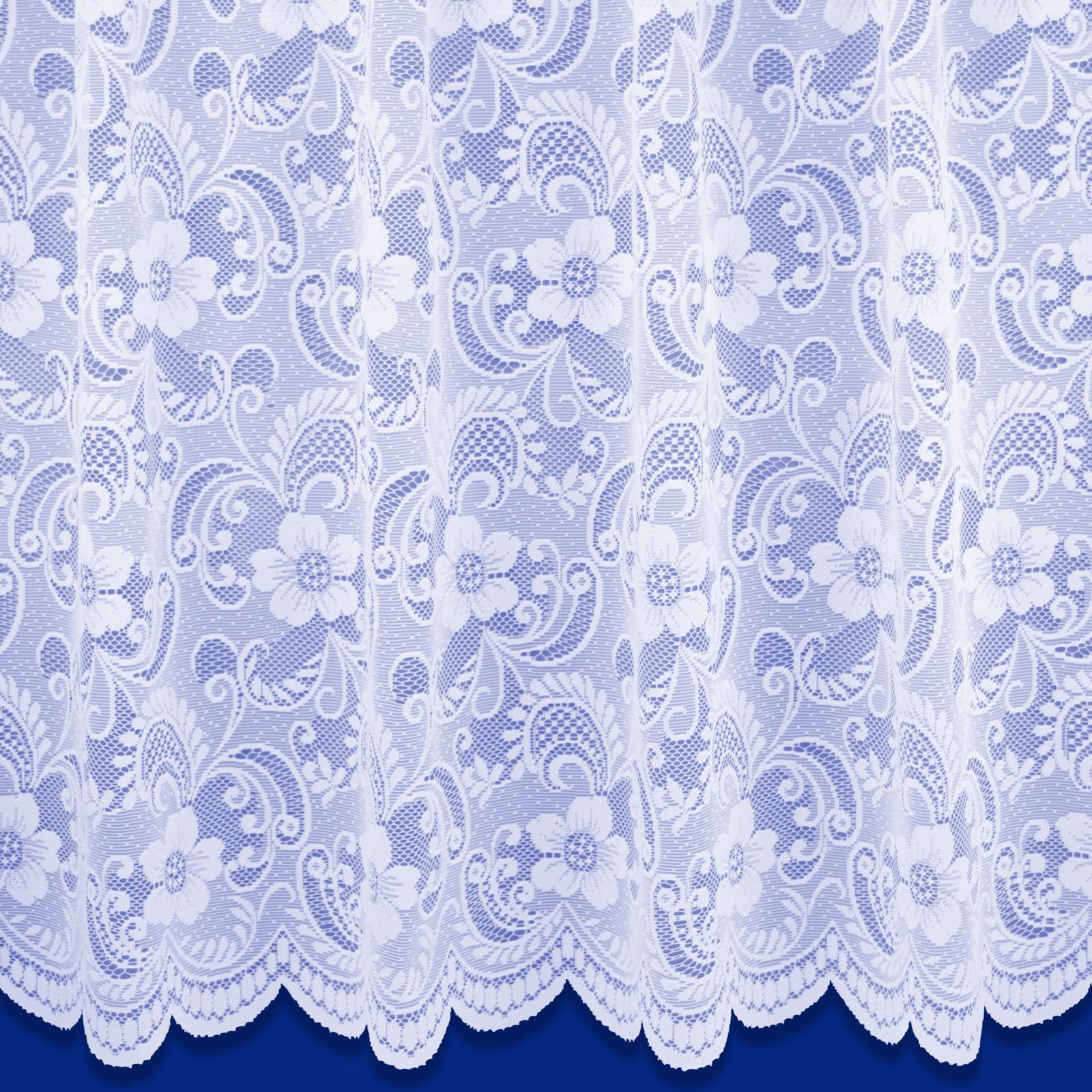 Flora White Heavyweight Net Curtain - Sold By The Metre (122cm (48") Drop)