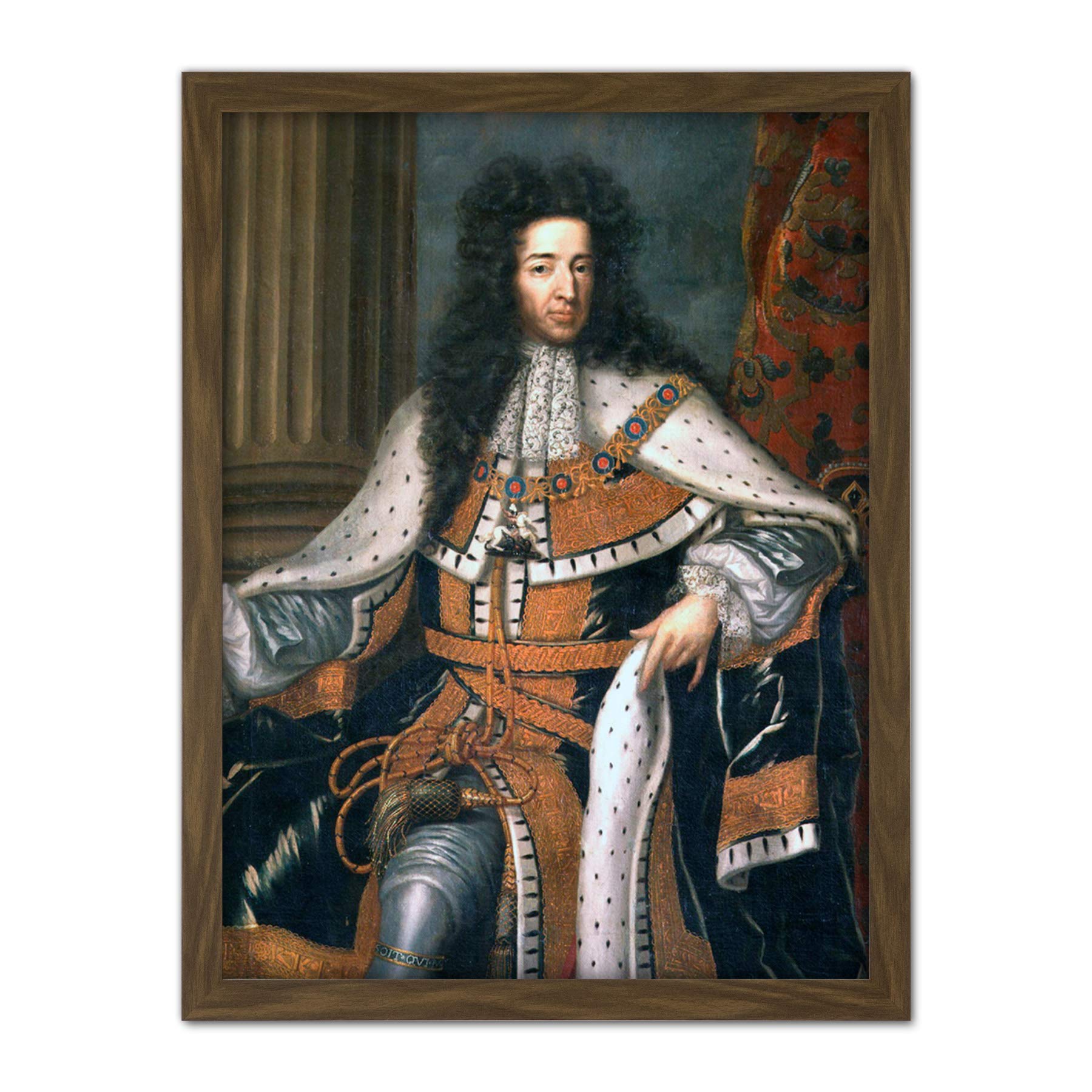 Fine Art Prints Framed Brown 18X24 Wissing Portrait King William Iii England Orange Painting Large Framed Art Print Poster Wall Decor 18X24 In