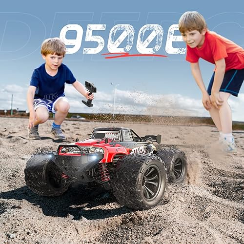Miniatura 6 de DEERC 9500E - Auto RC todo terreno a escala 1:16, 4x4, de alta velocidad, 40 KPH, camión de control remoto de 2.4 GHz con 2 baterías, camión