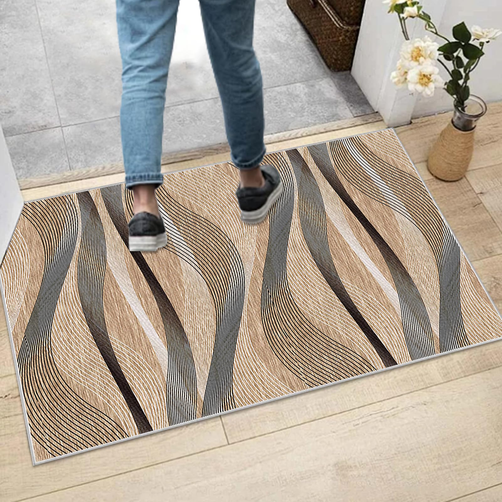 Teppich Läufer Flur Küche rutschfest Küchenteppich 60 x 150 cm Flurläufer Fußmatte Lang Waschbar Küchenläufer Teppich Flur Schmutzfangmatte Eingangsteppich Bettumrandung Teppichläufer für Flur Küche