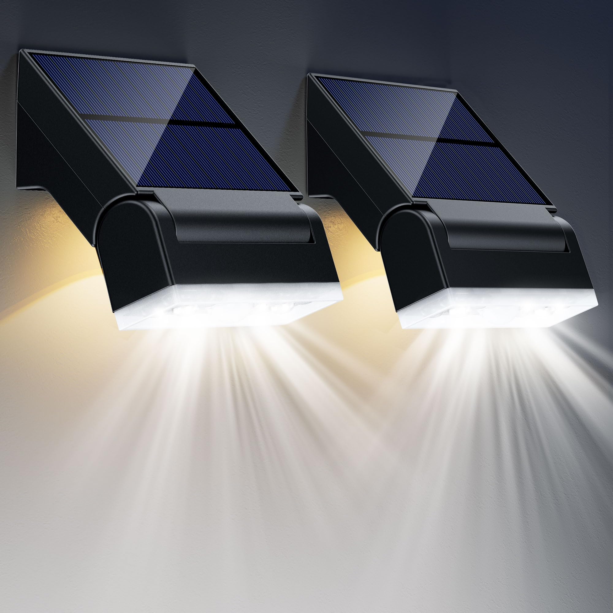 Giliwosy Solarlampen für Außen mit Bewegungsmelder, 90° Winkelverstellung Superhelle IP65 Wasserdichte Solar Aussenleuchte Sicheres Nachtlicht für Garten Garage Wandleuchte (2 Stück)