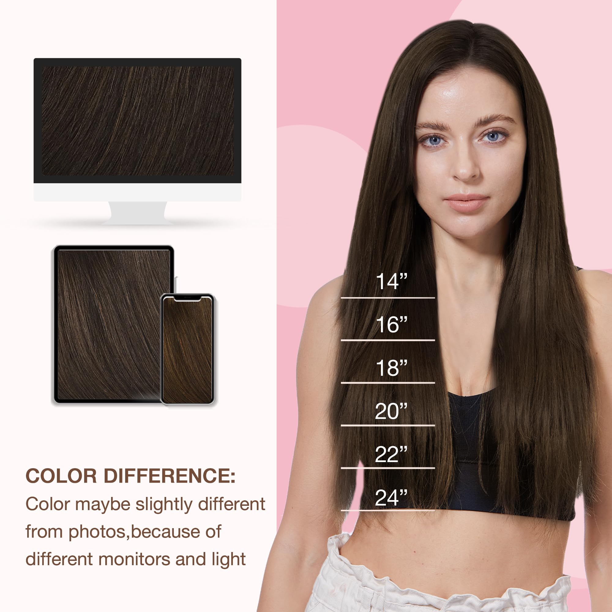 GOO GOO Tressen Echthaar Remy Weft Extensions Echthaar ressen Extensions Echthaar Sew in Hair Extensions #4 Schokoladenbraun 22inch 110g