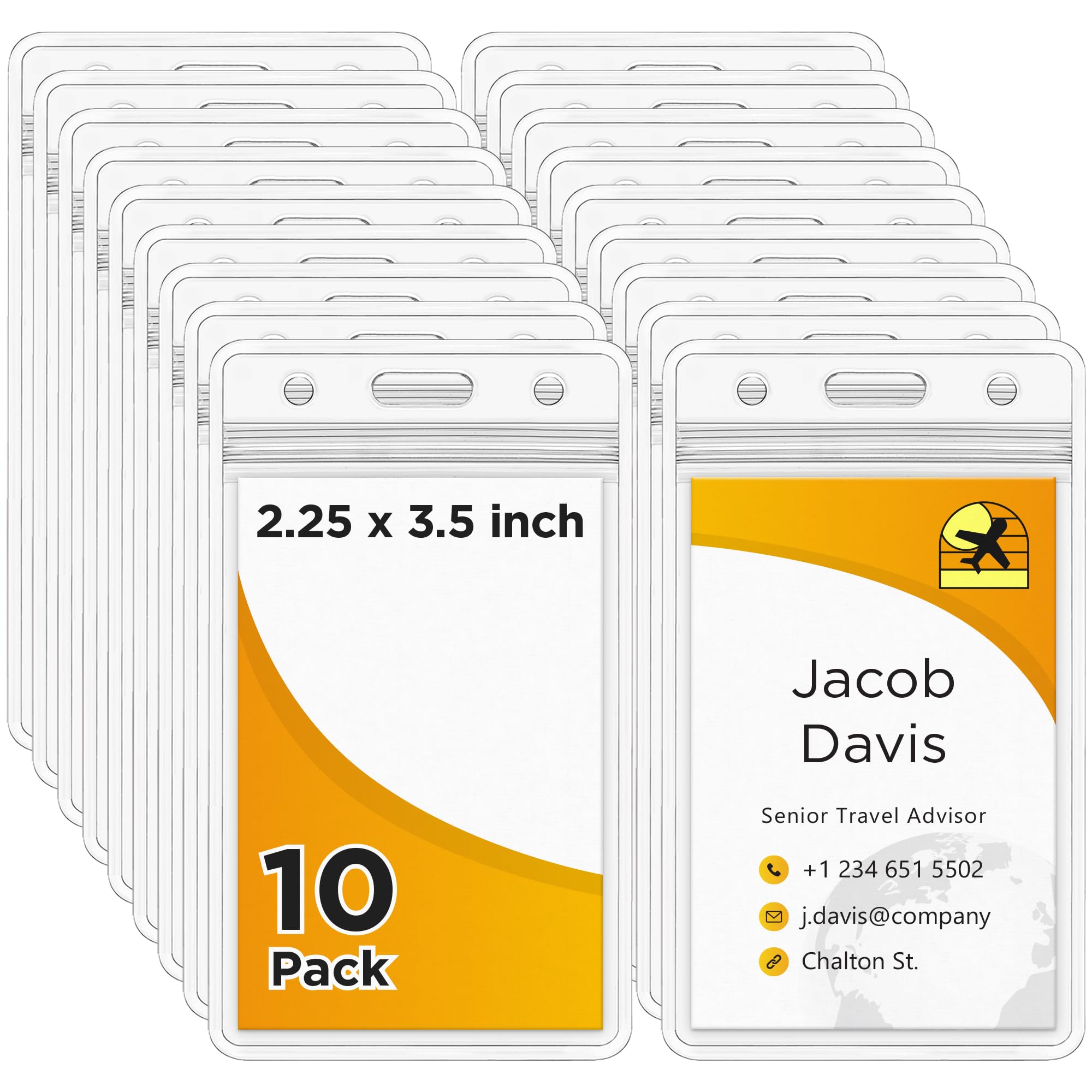 BlueCosto - Vertical ID Badge Holders - 2 25x3 5 Inch 10 Pack - Clear Name Card Protector