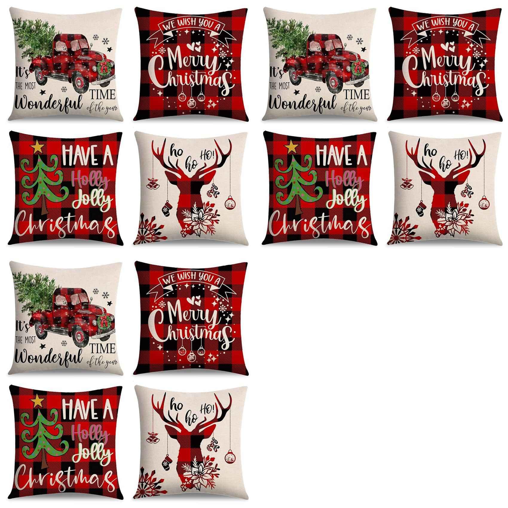 Hndhbfgrt Christmas Pillow Covers 18X18 Set of 12, Christmas Decorative Throw for Couch Sofa Chairs Seating Bench