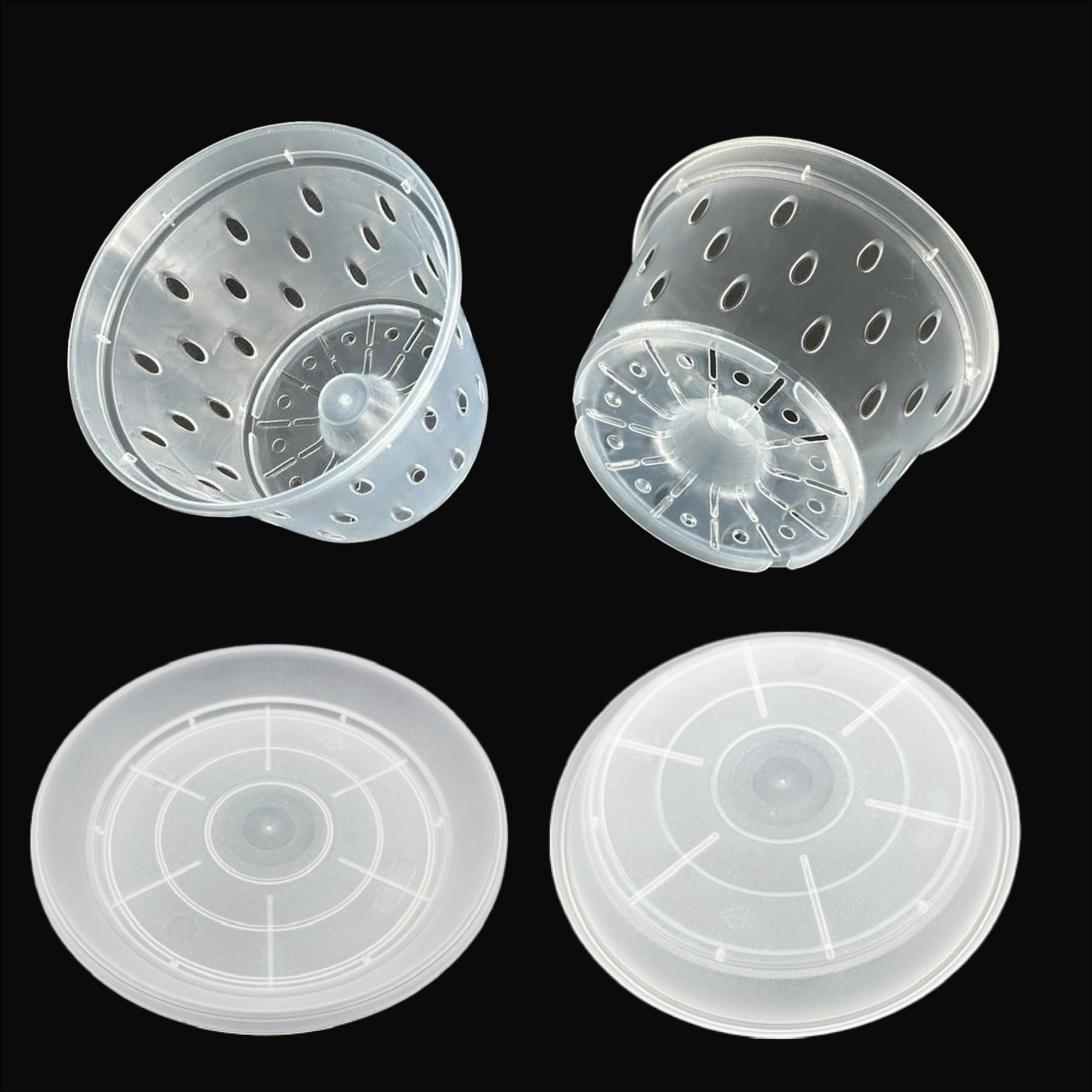 Garten lux Set of 10 Pcs. Transparent Orchid Pots with Drainage Holes diameter 6.70 Inch 1.5L. Diameter 17cm and 10pcs.Saucers Plastic for Indoor Use - Image 4