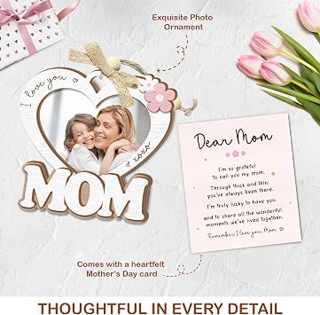 Mom Picture Frame Ornament (Heart)