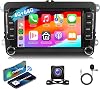[4G+64G] Radio Android para VW Jetta Passat Golf Beetle Polo Caddy Tiguan Touran para SEAT para Skoda con CarPlay Inalámbrico Android Auto, Pantalla Táctil de 7 Pulgadas Estéreo para Auto con Bluetooth/GPS/WiFi 1