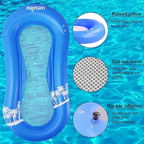 Miniatura 2 de Chaohua Pool Floats Adult Size Floats for Swimming Pool with Pillow Inflatable Pool Lounger and Rafts Tanning Pool Lounger