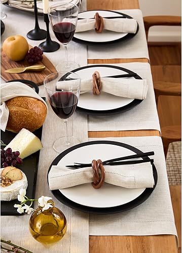 Miniatura 3 de Solino Home Servilletas de lino natural claro  Servilletas de cena de lino 100% puro de 20 x 20 pulgadas  Servilletas clásicas de vainica para