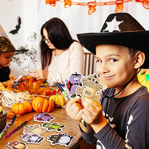 Miniatura 7 de 480 hojas de notas adhesivas de Halloween, 24 bolígrafos de Halloween y 24 blocs de notas adhesivas de Halloween para fiesta de Halloween, regalo,