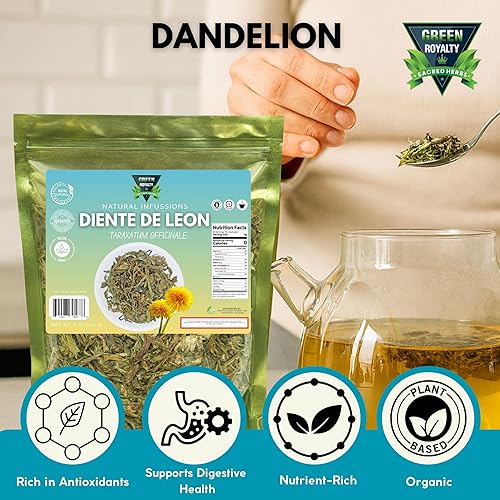 Miniatura 3 de Hoja de diente de león (Diente de León) – Taraxacum Officinale, té de hierbas de corte suelto, sin OMG, botánico a base de plantas, bolsa