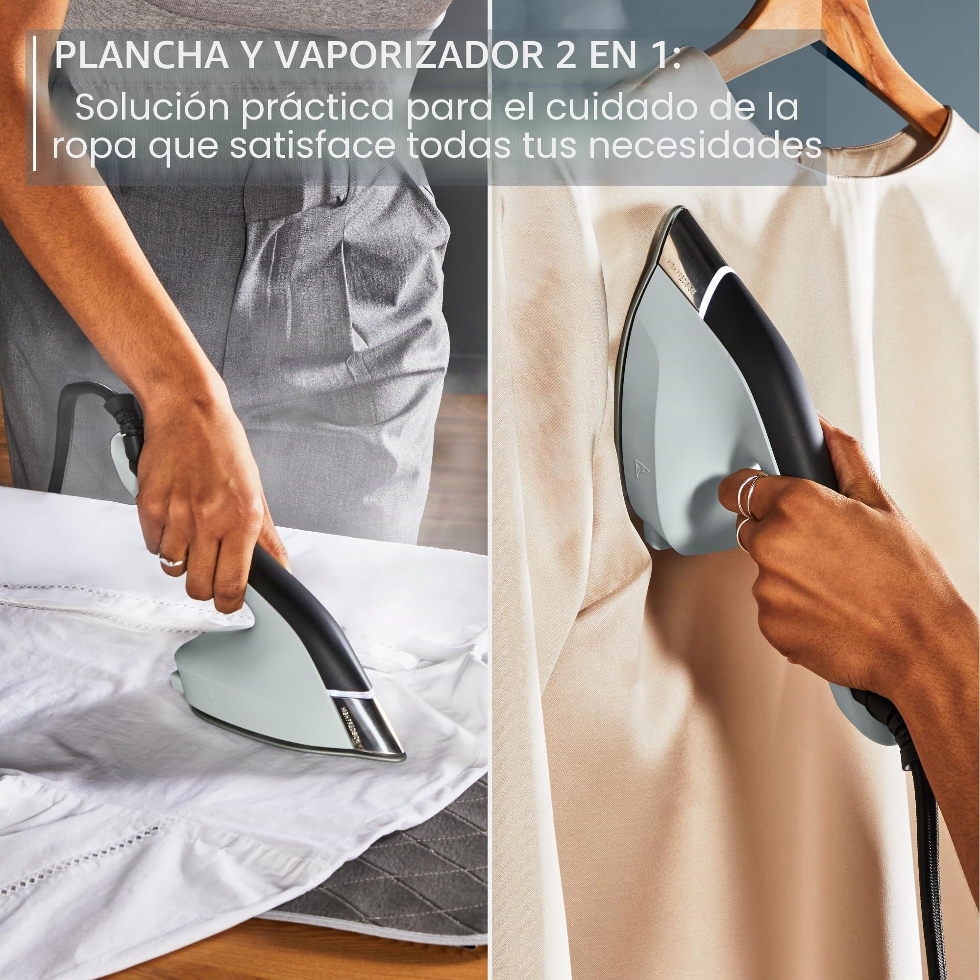 Tefal Duo Power JF4031E0 - Plancha y plancha de vapor 2 en 1 (1700 W, 25 g/min de vapor, 100 g/min de vapor extra, parte de mano ligera, 30 segundos de calentamiento, eucalipto/negro)