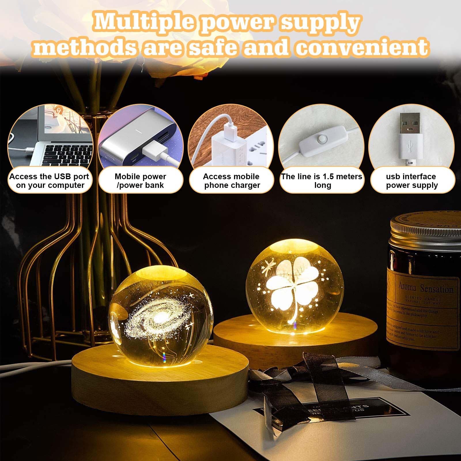 Base Luminosa LED In Legno 2 Pezzi - Supporto Per Display Con Luci USB, Ideale Per Decorazioni - Foto 3