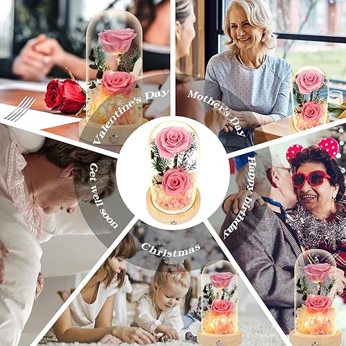 Miniatura 7 de Ramo de rosas preservadas y flores frescas - Regalo para mujeres, rosas que duran para siempre, flores para entrega Prime - Cumpleaños, Día de la