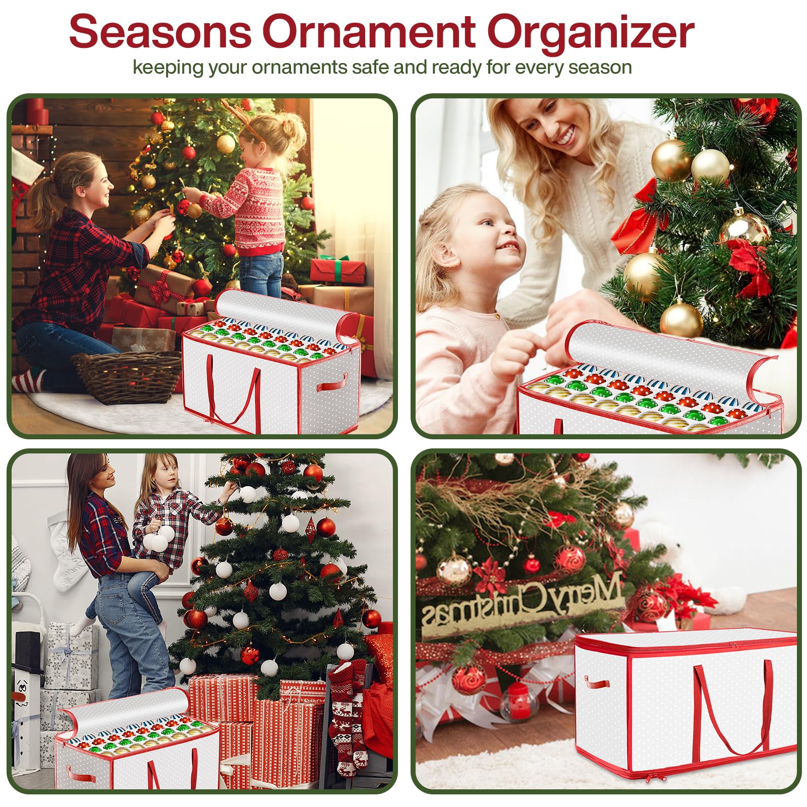 Caja para Guardar Bolas de Navidad, 128 Compartimentos Organizador Bolas Navidad, Caja Bolas Navidad para Guardar Bolas de Navidad, Adornos Navideños, Adornos para el Árbol de Navidad