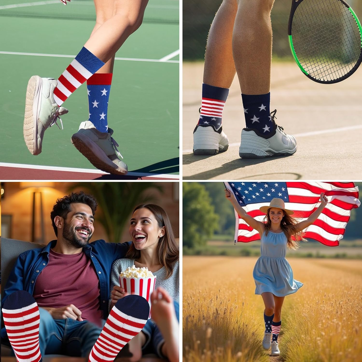 2 Pairs American Flag Socks,4th July Patriots Middle Sock,Star and Stripe Patriotic Freedom Day Gifts,Funny Wedding Gift Sock for Men Women - Image 7