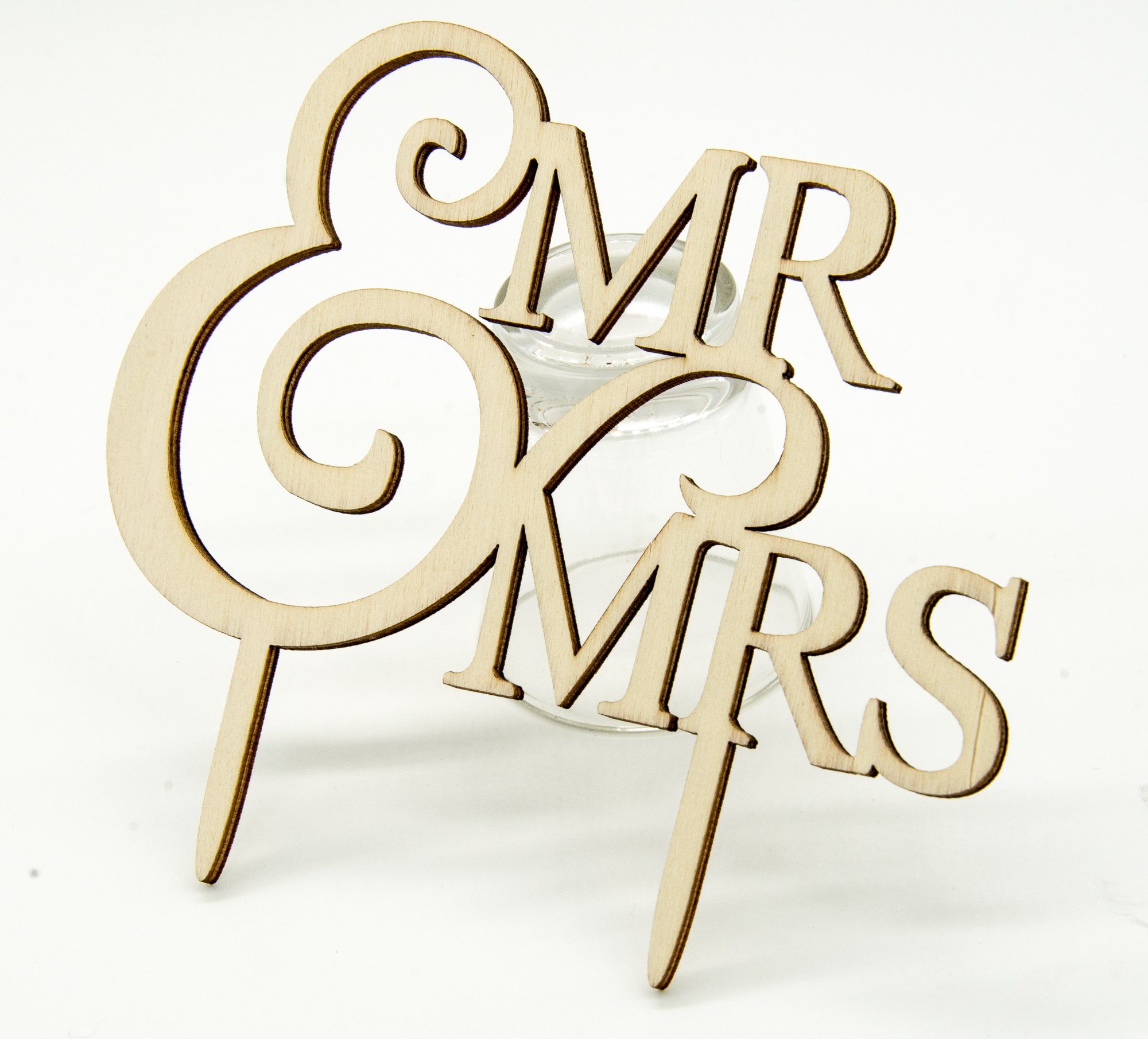Protastic Multicoloured Wedding Engagement Mr & Mrs Wooden Cake Topper Decoration