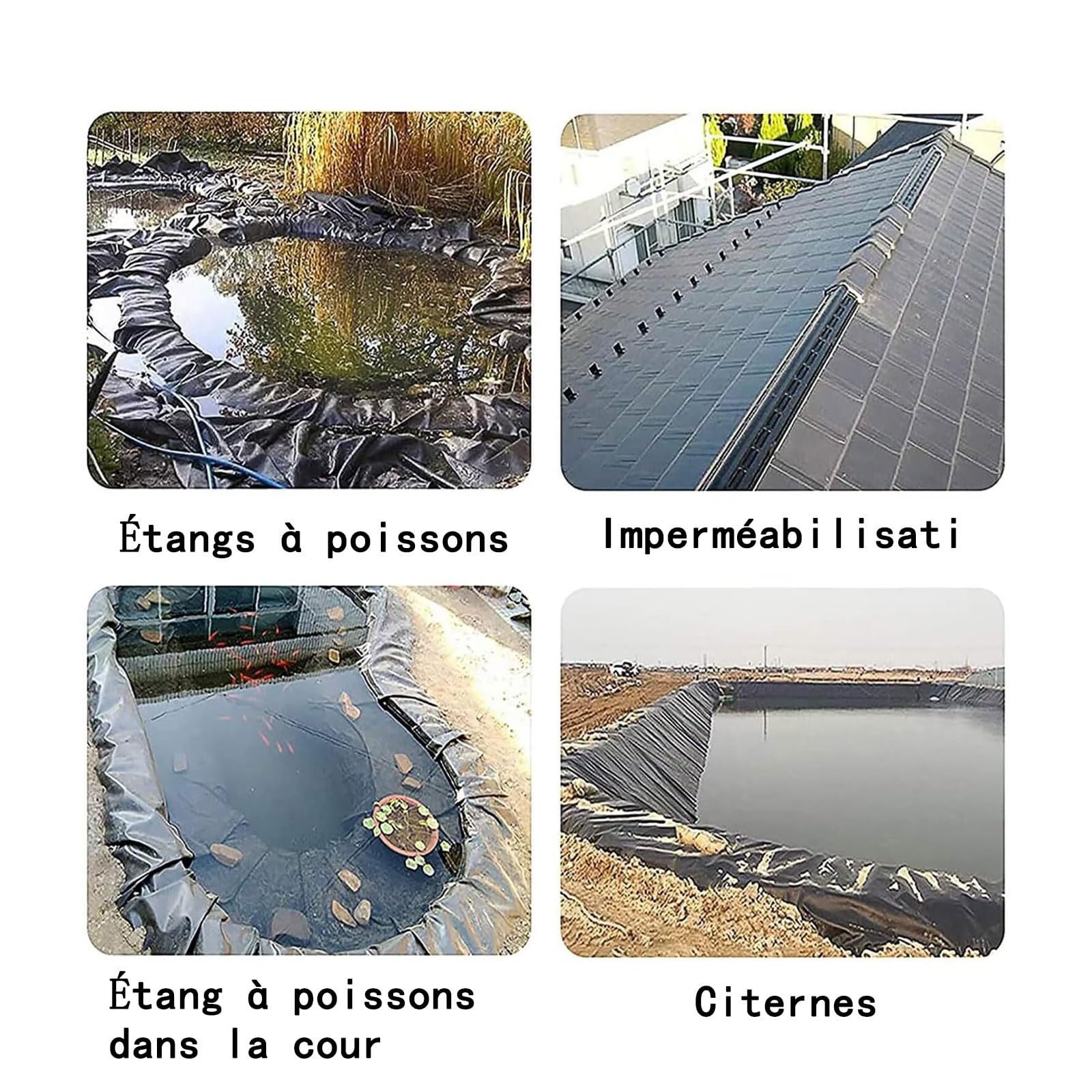 Telo per laghetto in PVC Nero, Resistente ai Raggi UV e agli Agenti atmosferici, Adatto per laghetti, Giardini e Giochi d'Acqua. Spesso, Resistente, Flessibile e Facile da installare.
