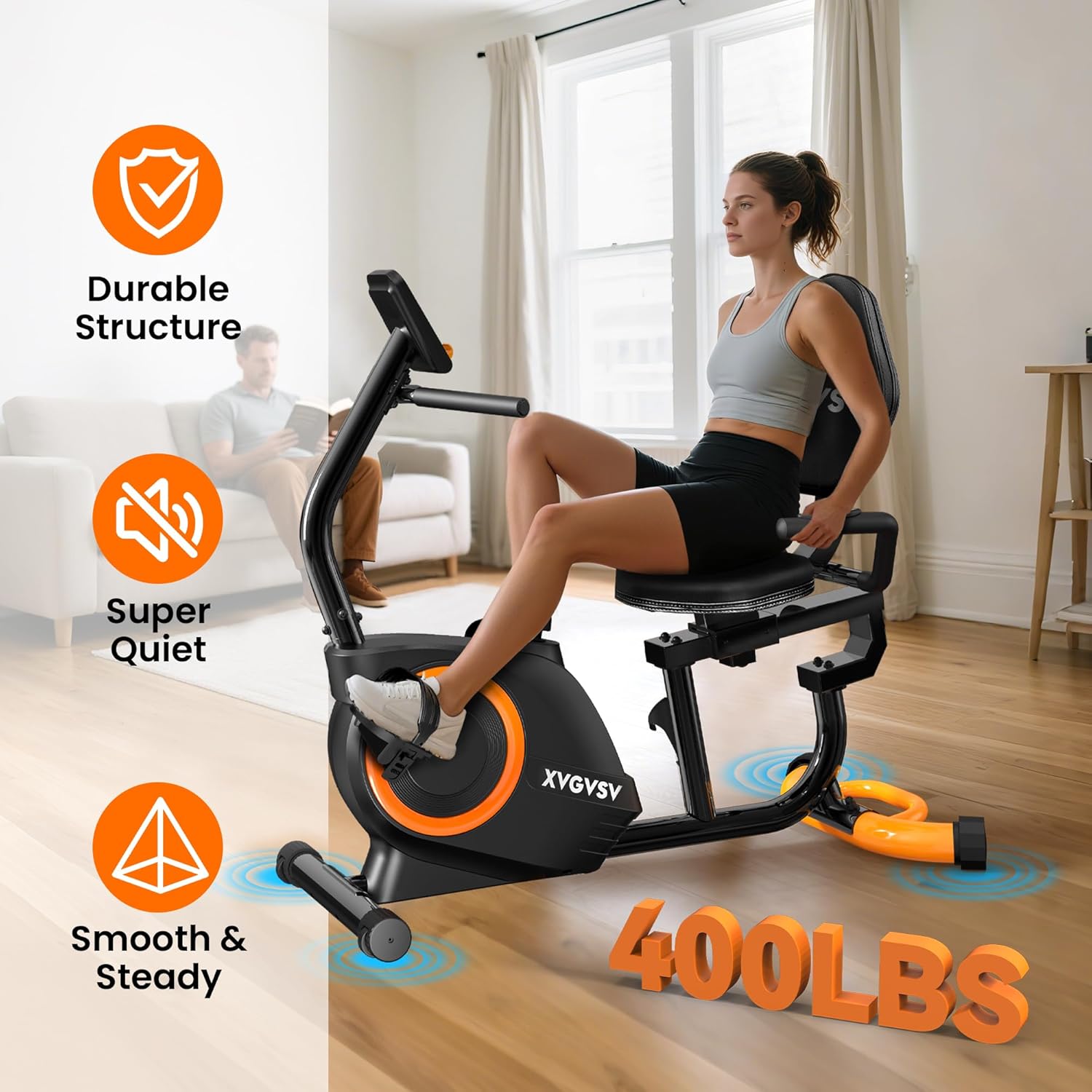 Whisper-Quiet Home Recumbent Bike: Adjustable Comfort & 16 Resistance Levels...