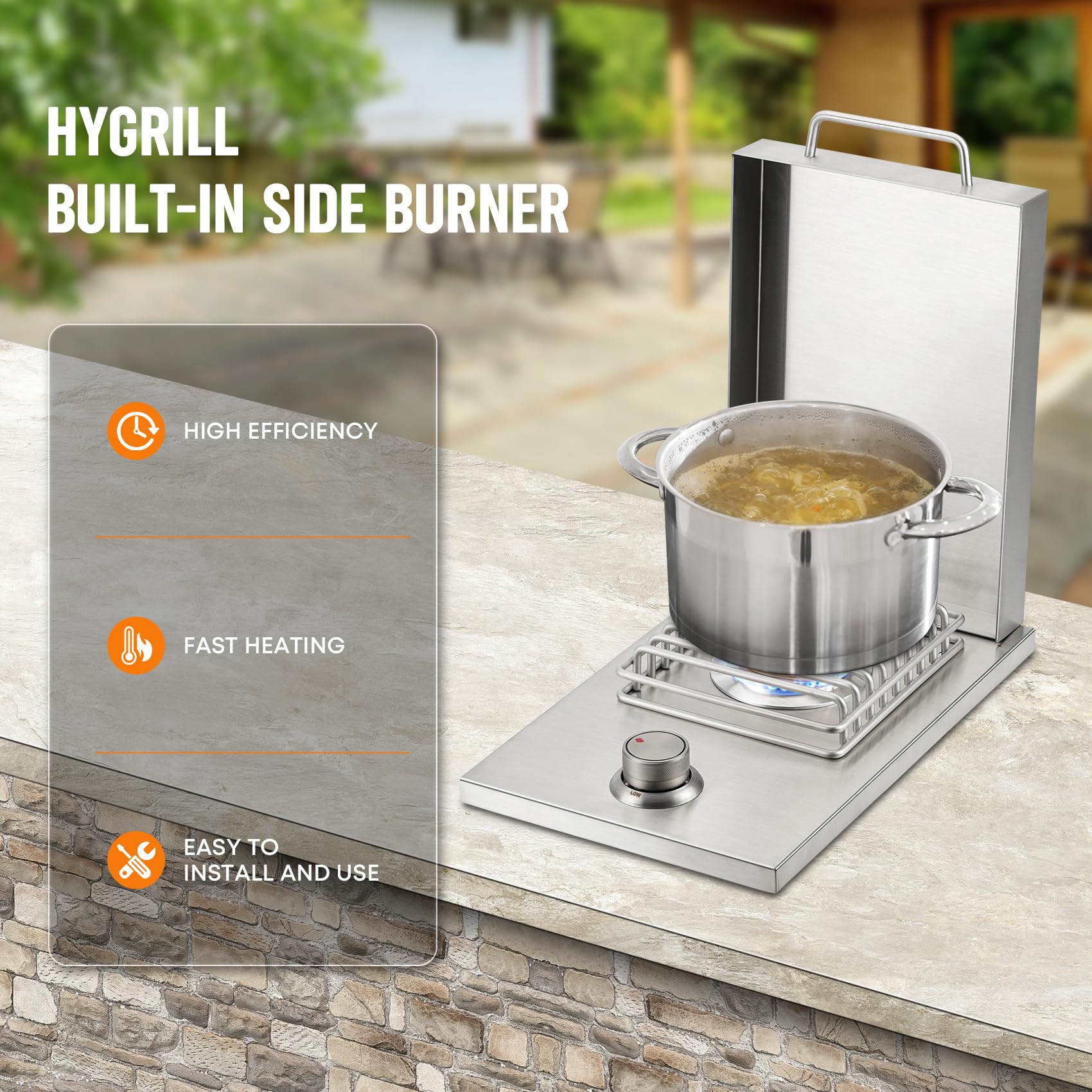 Hygrill - Quemador lateral integrado de acero inoxidable para isla de barbacoa al aire libre, cocina al aire libre, propano líquido, gris 6