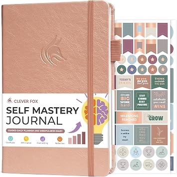 Clever Fox Self Mastery Journal Guided Daily Reflection & Self Improvement Journal with Prompts Journaling Notebook for Women & Men Rose Gold