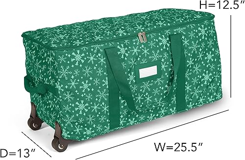 Vista 87 de Covermates Keepsakes Rolling Treasurekeeper Storage Bag - Carrying Handles, ID Window, Dual Wheels - Holiday Storage, Green