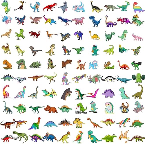Miniatura 2 de 100 calcomanías de dinosaurio, lindas calcomanías impermeables de dibujos animados para niños, para papelería, equipaje, recompensas de enseñanza