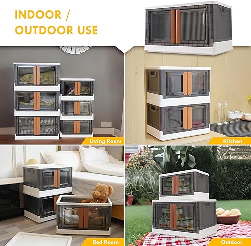 Miniatura 3 de AJP Distributors Paquete de 6 contenedores de almacenamiento apilables de 19 galones con tapas, bolsas plegables de plástico, contenedores de