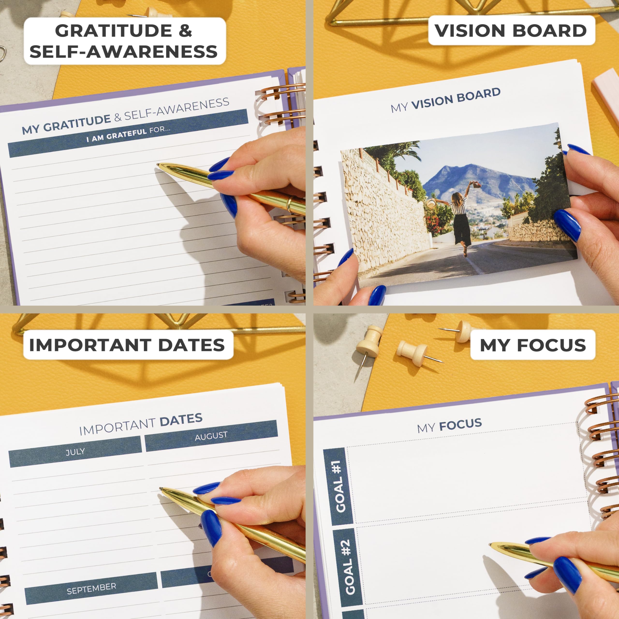 Clever Fox Planner 2a edizione a spirale – Pianificatore settimanale e mensile per obiettivi colorati, gestione del tempo e produttività, senza data (lavanda)