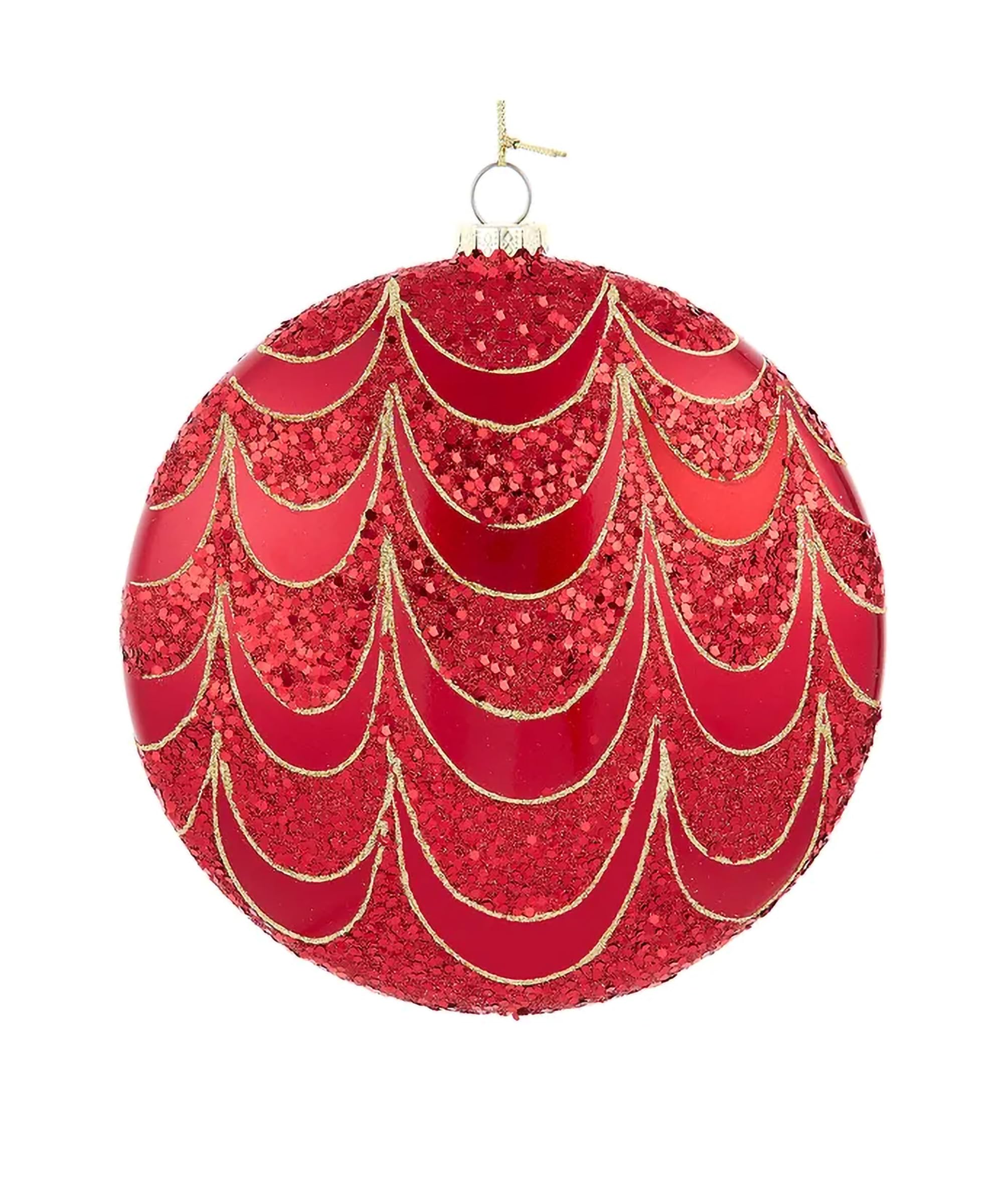 Décoration de vacances Kurt Adler rouge et doré festonné 19 cm