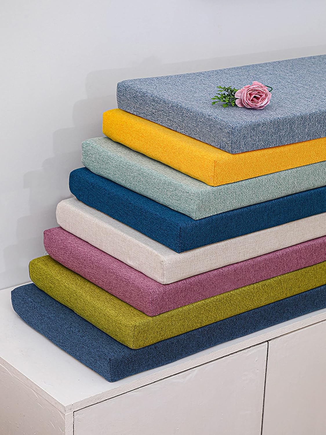 Indoor or Outdoor Bench Cushion,2in Thick Patio Furniture Cushion, Seat Furniture Protector for Garden Chaise Couch Swing/Settee Shoes Stool,Non-Slip,Washable,59x16in,Yellow