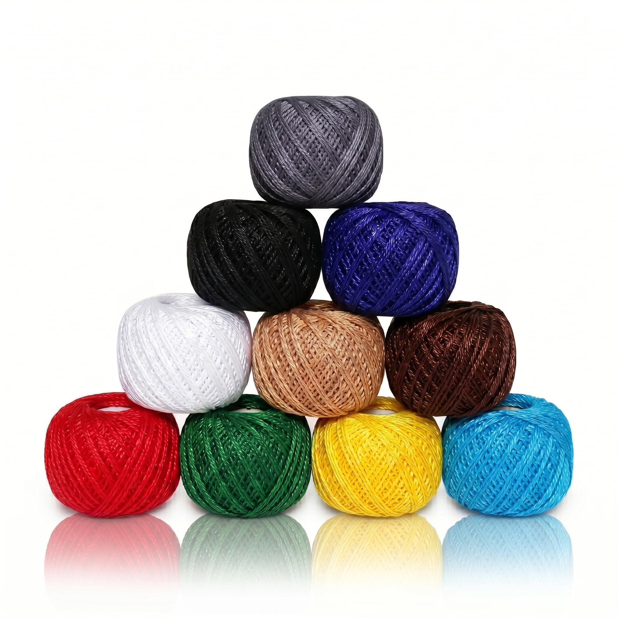 KGS Crochet Thread Set | 10 Fine Cotton Yarn Balls | Size 8 | Total 100 Grams of Pearl Cotton Thread for Crocheting, Cross Stitch, Needleword & Needlepoint Hand Embroidery (The Basics)