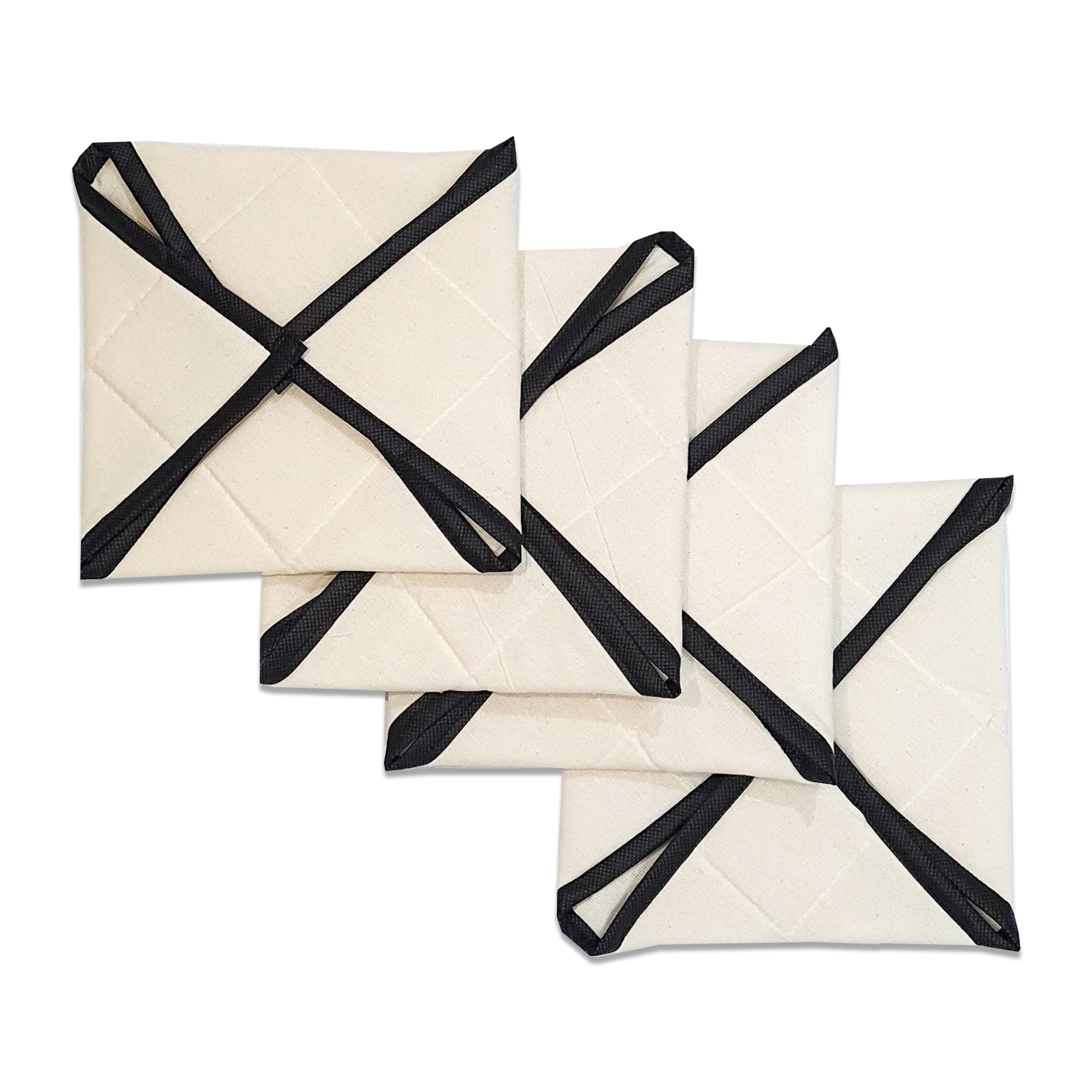 Cotton Roti Chapati Cover Pack of 4 | Traditional Rumals to Keep Roti Fresh | Reusable Cotton Tortilla Covers | Plain Square Cloth Roti Rumal-picture-22