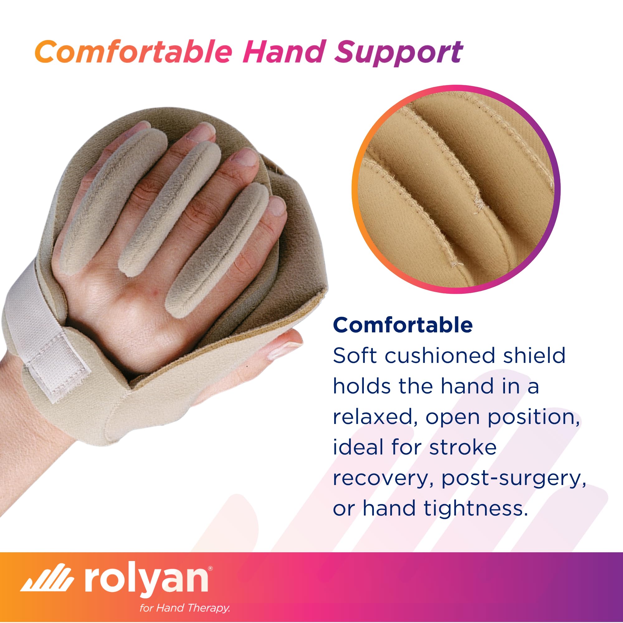 Rolyan Sof-Foam Palm Shield for Right Hand, Finger Separators and Soft Foam Cushion for Hand Contracture Support, Non-Latex Hand Protector for Stroke Recovery, Elderly, or Surgery Aftercare