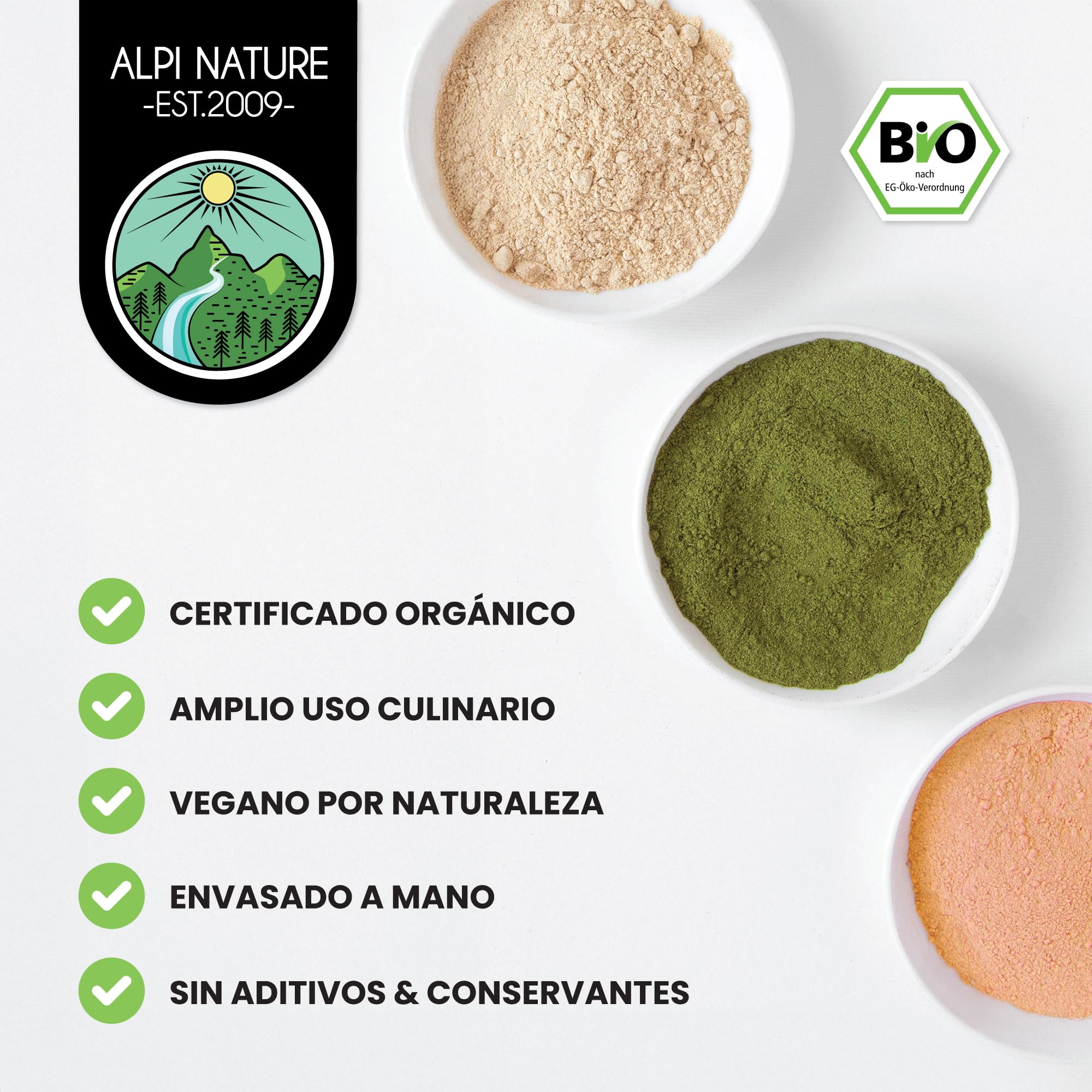 Alpi Nature Polvo de Baobab Orgánico 500g, Fruto de Baobab Deshidratado y Molido, sin Gluten