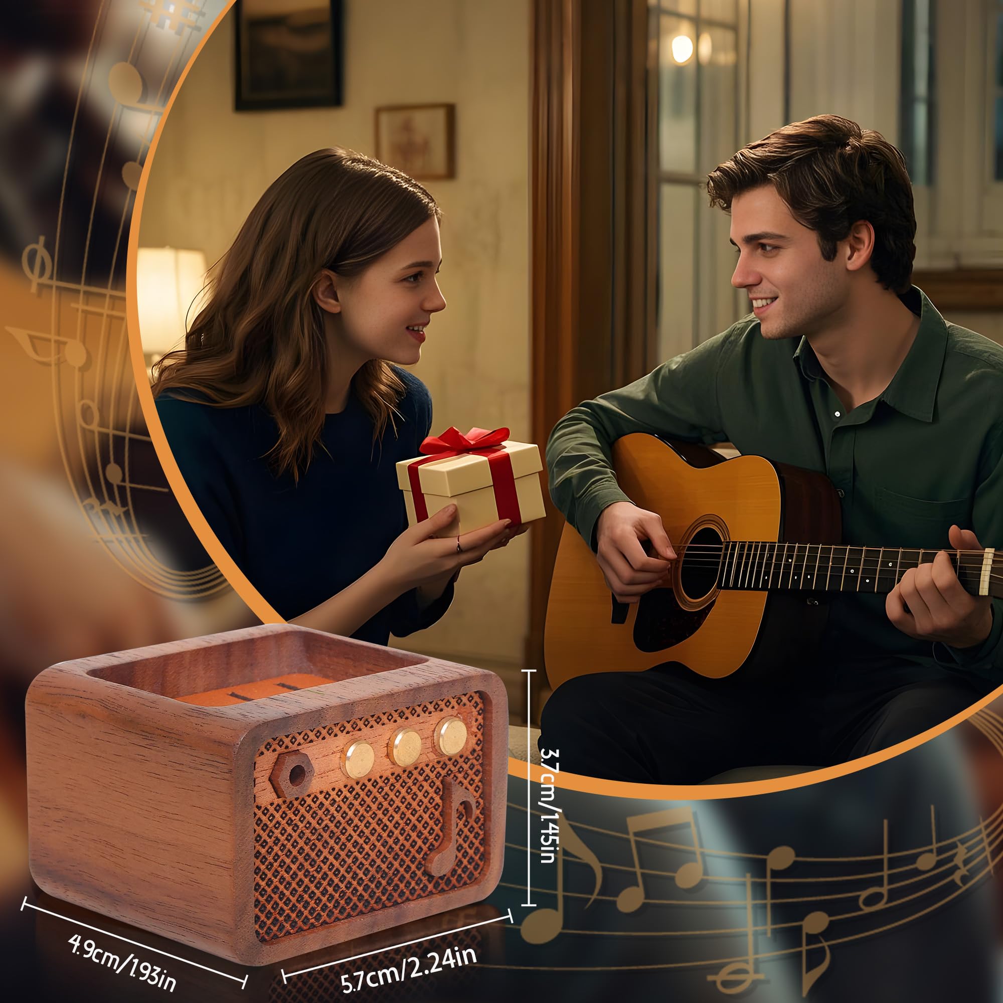 Guitar Pick Holder, Walnut Wood Electric Guitar Amp Styled Pick Holder for Picks Storage and Display, Gift for Guitar Players Guitarists